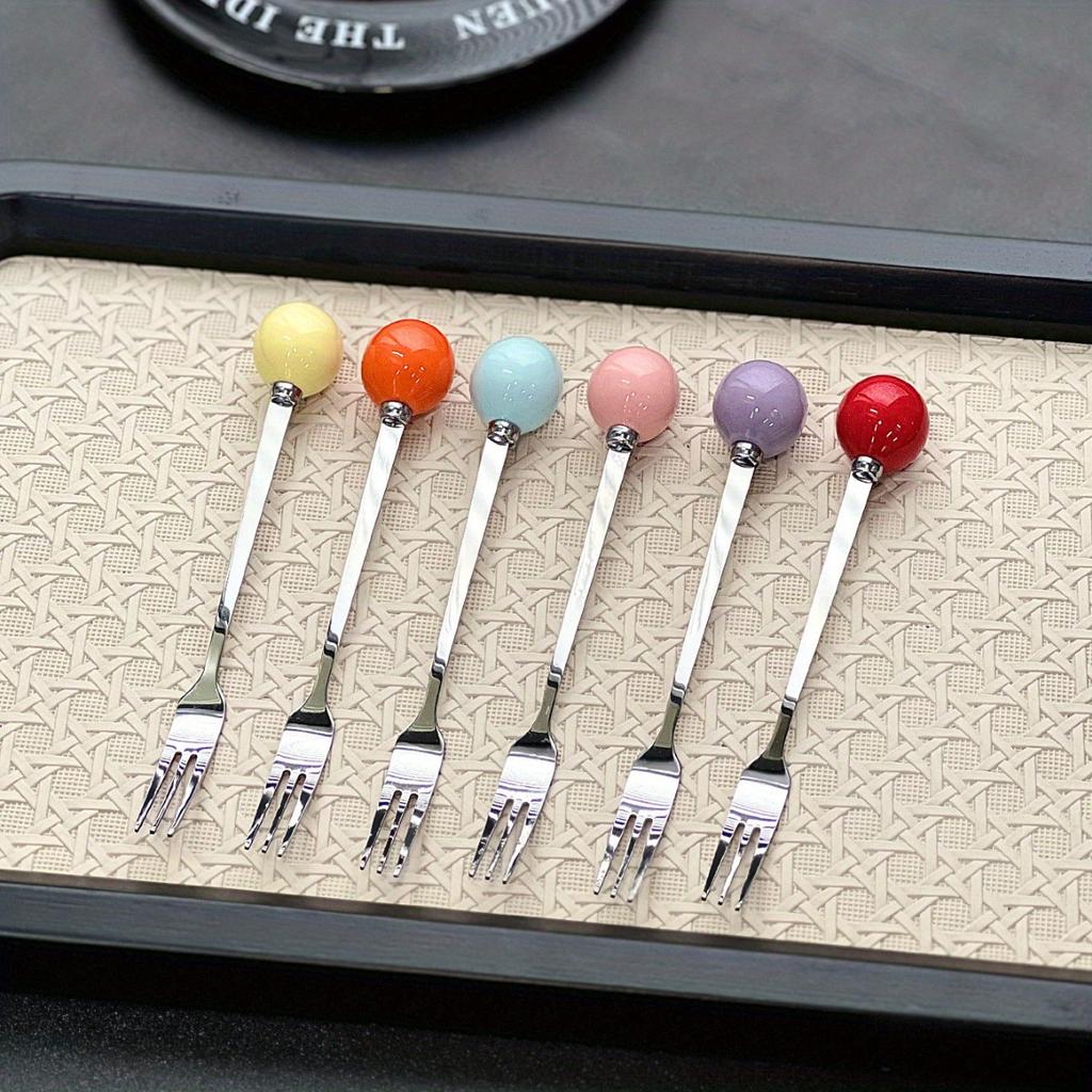 1 Set of Stainless Steel Household Kitchen Dessert Cake Fruit Sign Fruit Fork Storage Jar Set Fruit Fork Suitable for Weddings, Banquets, Gifts