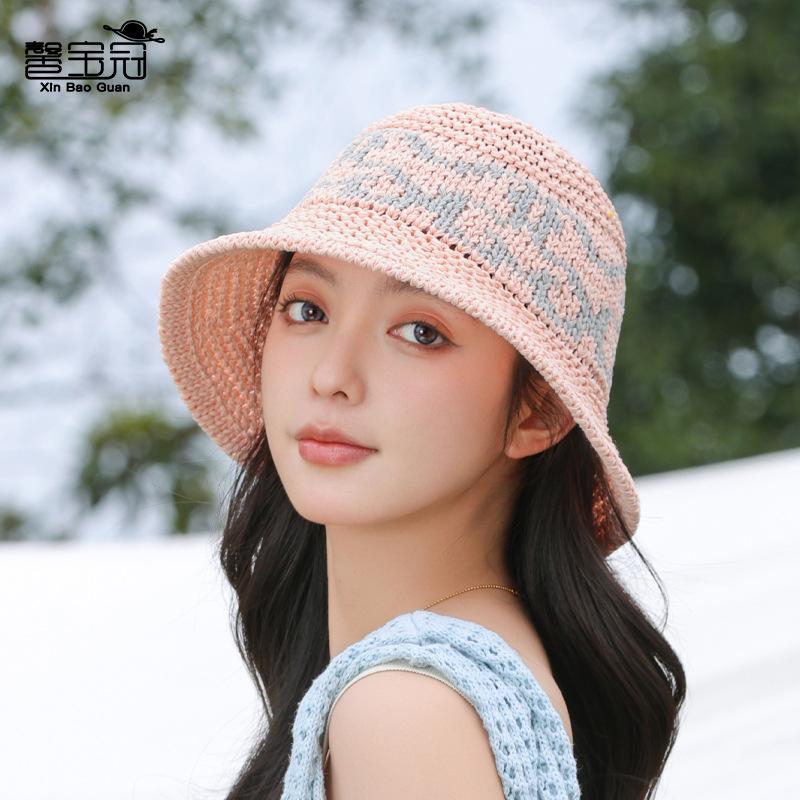 Spring and Autumn Hollow Hat Women's Fashion Versatile Sunscreen Hat Show Face Small Sun Hat Outdoor Travel Bucket Hat