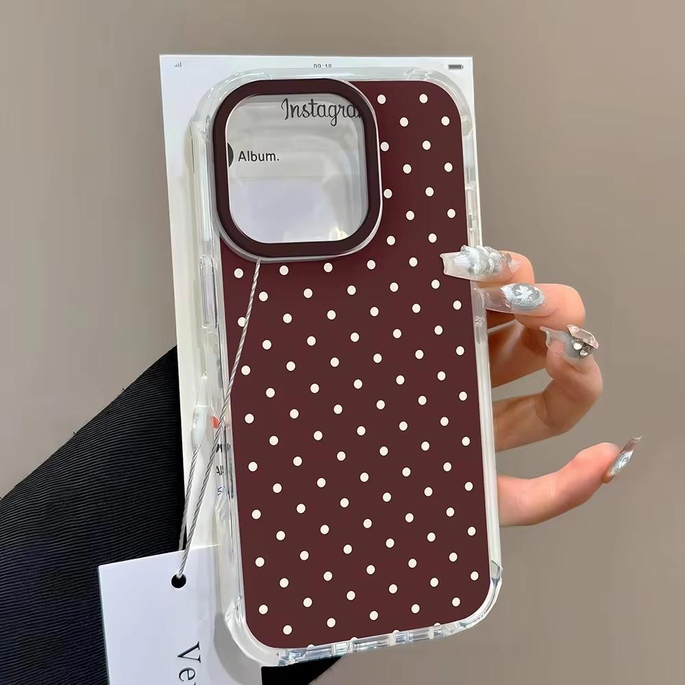 

Cute Brown Polka Dot Aesthetic Phone Case for Samsung Galaxy A55 A35 A25 A15 5G A24 A23 A22 A32 A52S A71 A72 A51 4G Back Cover A22 5G
