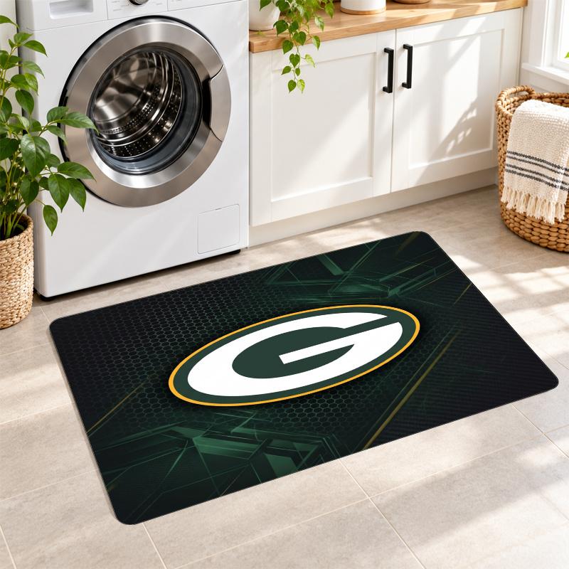 Flannel Kitchen Mat Green Bay Packers Soft Area Rug Non Slip Floor Carpet Home Decoration