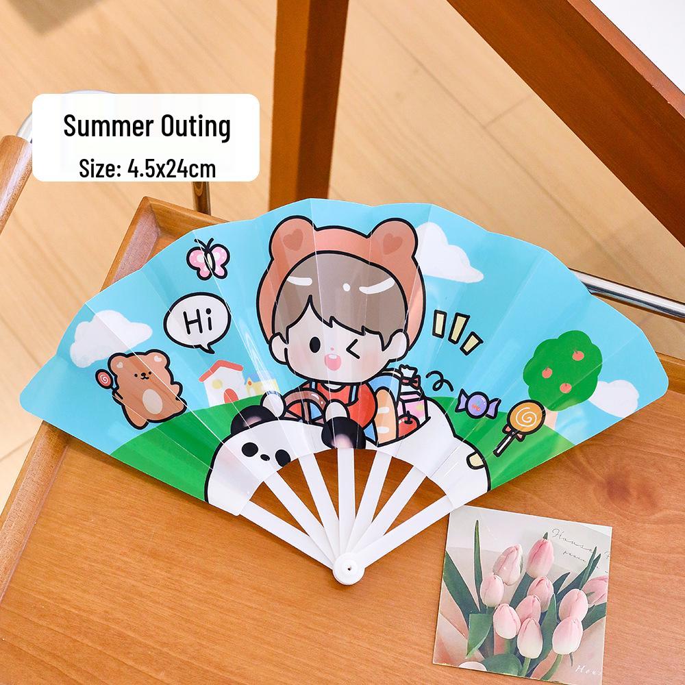 Adorable Foldable Cartoon Hand-Cranked Fan: High-Quality, Portable, Seven-Fold Design, Perfect Small Gift