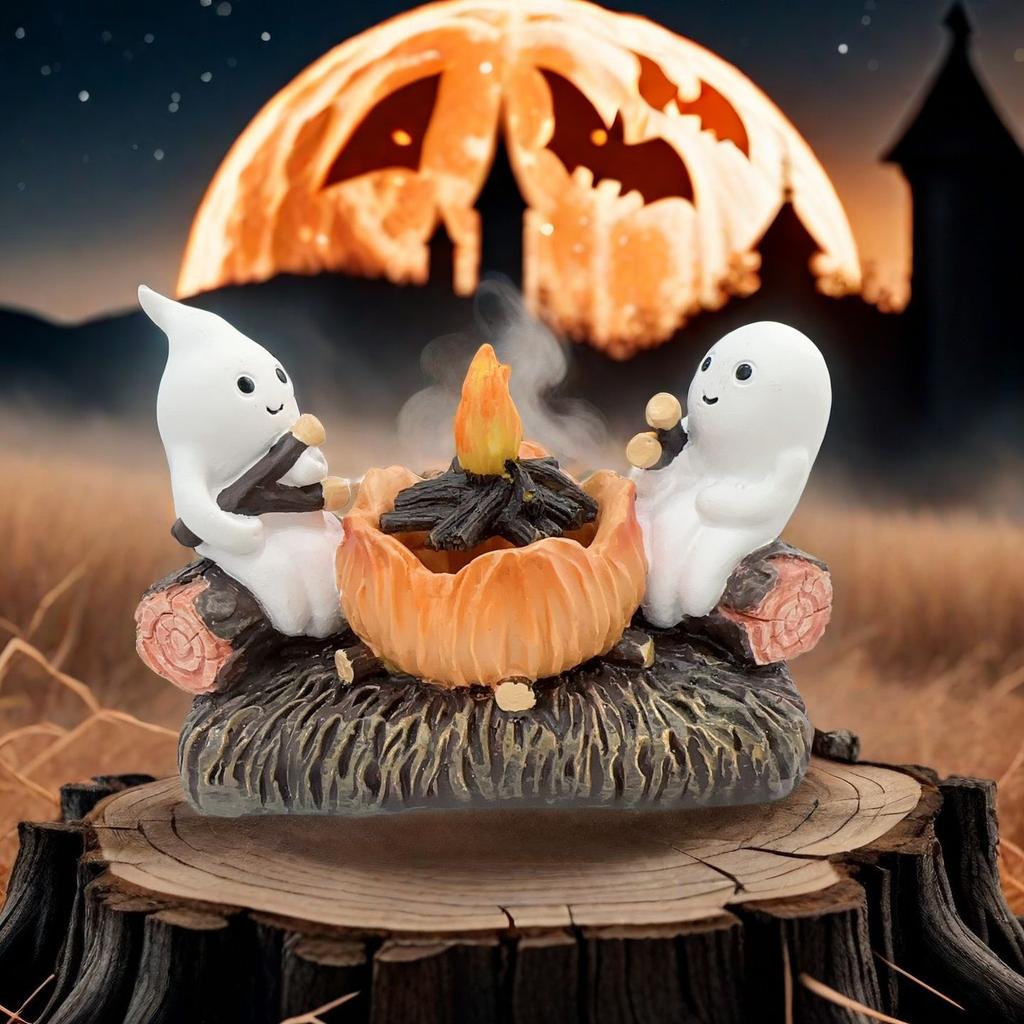 NEW Halloween Ghost Creativity Candlestick Decoration Resin Crafts Home Atmosphere  Courtyard Office Party Multipurpose