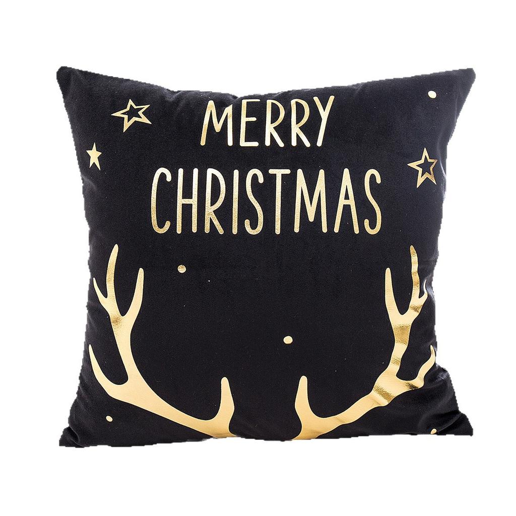 Christmas Atmosphere Bronzing Craftsmanship Festive Feel Pillow Cover Fabric Soft and Comfortable Home Sofa Pillow Bedside Cushion