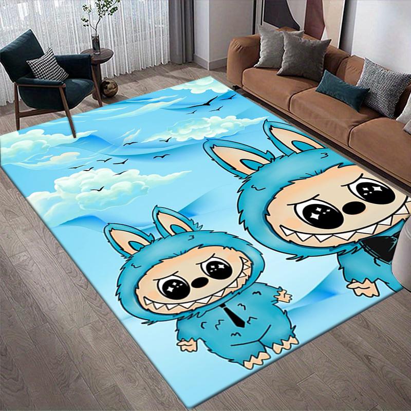 Rabbit Friends Style Crystal Velvet Rug, Soft Anti‑Slip Crystal Velvet Carpet for Living Room Bedroom Home Decor