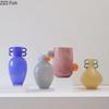 Creative Candy Color Glass Vase Modern Design Plant Pots Desk Decoration Flowers Arrangement Floral Vases Room Aesthetic Decor
