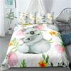 Cartoon Koala Cute Animal Leaves Flowers Comfortable Duvet Quilt Cover Pillowcase Bedding Set Bedroom Decoration Home Textile