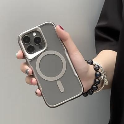 Luxury Matte Plating Bumper for iPhone 15 14 Plus 13 12 11 Pro Max For Magsafe Wireless Charging Magnetic Clear Soft Cover