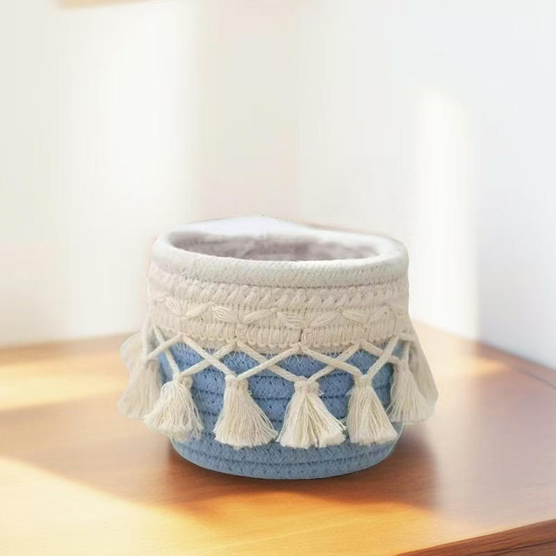 Kosmetický úložný košík Bavlněný pletený držák na štětce na make-up Dekorace do ložnice Organizér Pouzdro Stolní drobnosti Úložný box s třásní