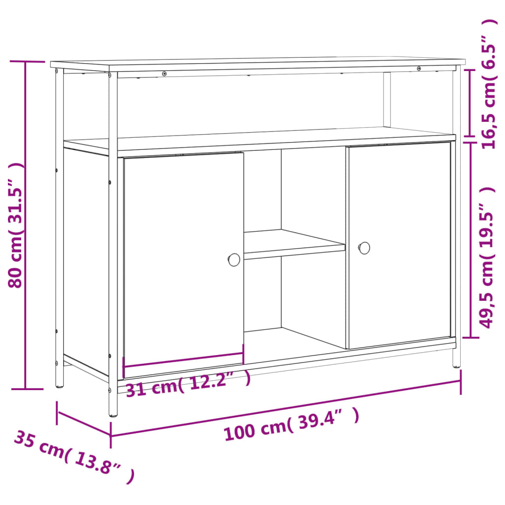 Sideboard Sonoma Oak 100 x 35 x 80 cm Particleboard