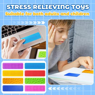 Stress Sensory Toys For Kids And Adults - 8 Pack Textured Suction Toys For Kids With - Sensory Stickers For Anxiety Relief Items