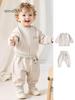 Little Bear Boys' Two-Piece Baseball Suit: High-Waisted Sweatshirt & Pants with Belly Protection for Spring and Autumn