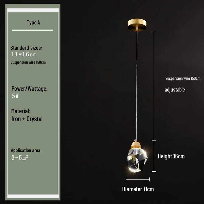 NuFeng Modern Bedside Crystal Pendant Light