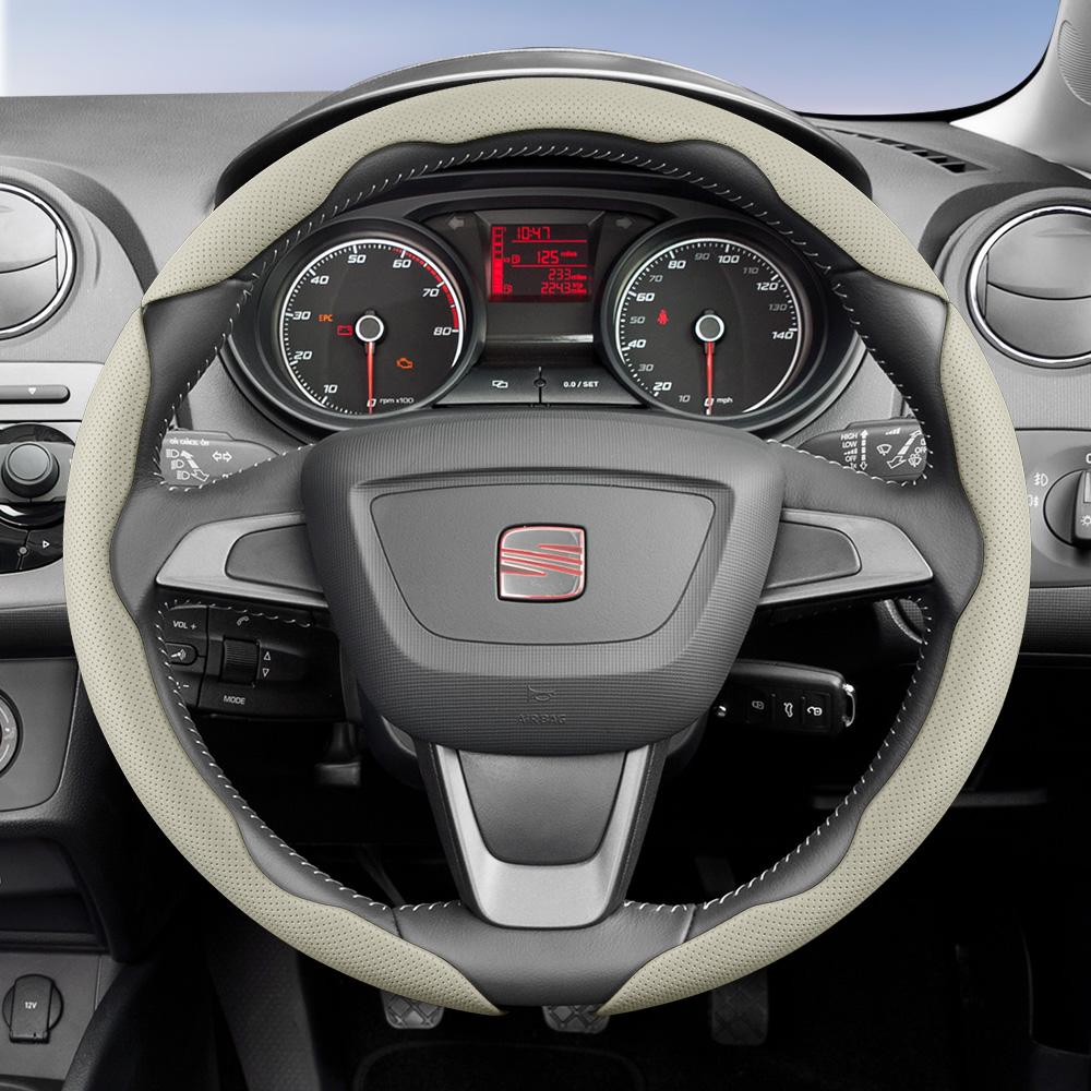 rlcp4 Suitable for Seat Breathable Leather Steering Wheel Cover with Segmented Quick-Release Design, Non-Slip and Durable, for Models Such as Ibiza,