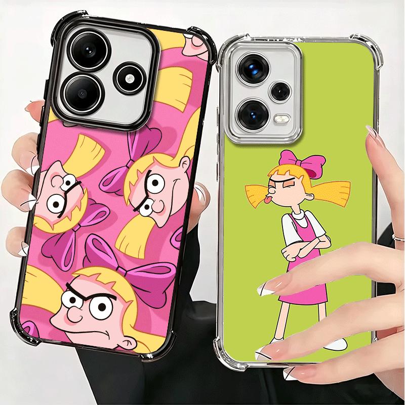 Cartoon Hey Arnold Helga Plating Phone Case For Xiaomi Redmi Note 14 15 Pro Plus 13 12 11 11S 11T 10 9S 9 5G Anti-Fall Airabag C