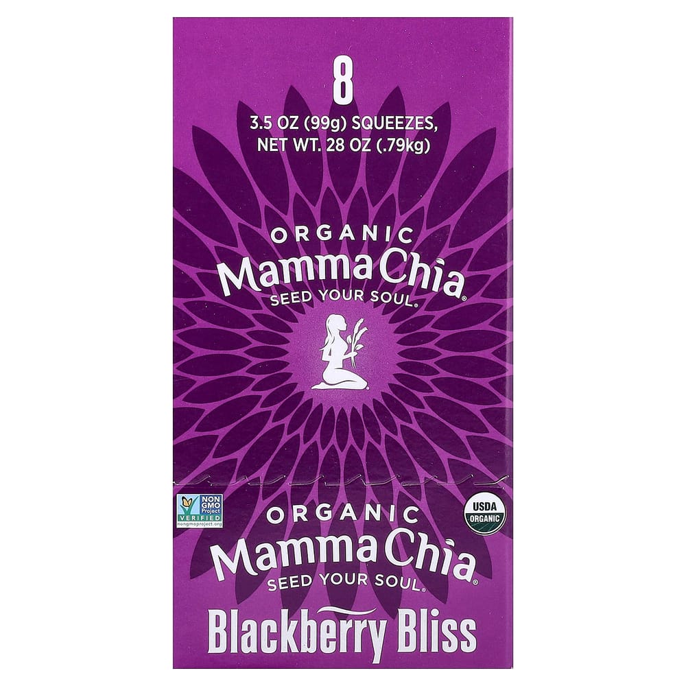 iHerb Mamma Chia Chia Squeeze Nutritional Snack, Blackberry Bliss Flavor, 8-Pack (99g / 3.5oz Each)