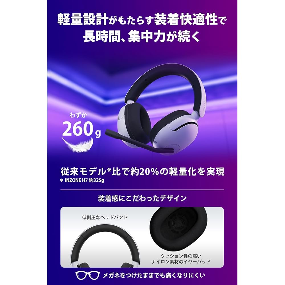 Sony INZONE H5 Gaming Headset Wireless Low Latency 3D Sound Lightweight Design Black