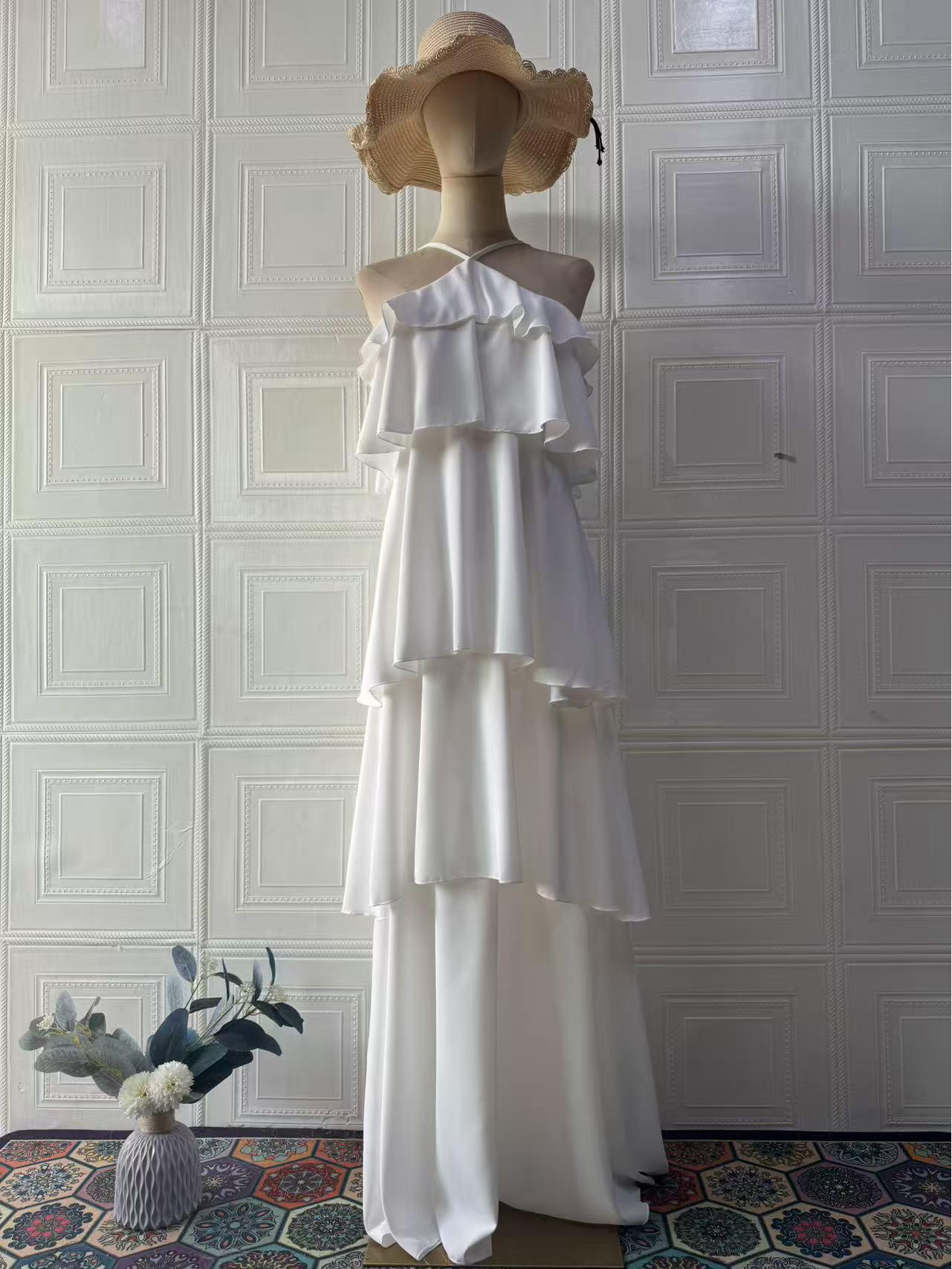 

European Style 2025 Sleeveless Long Dress – Elegant and Soft Formal Autumn Fashion Dress XL белый