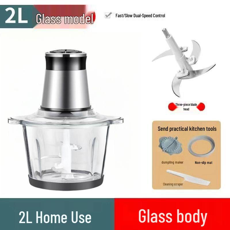 Stainless Steel Electric Meat Grinder & Multi-function Food Processor with Dough Kneading, Garlic Paste, and Vegetable Shredder