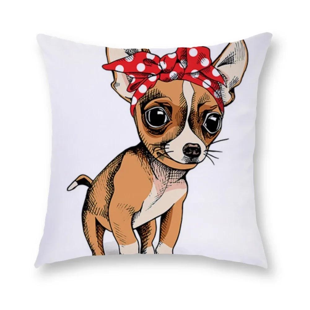 Cartoon Dog Cushion Cover Digital Print Pillowcase Decorative Car Living Room Sofa 45*45Cm