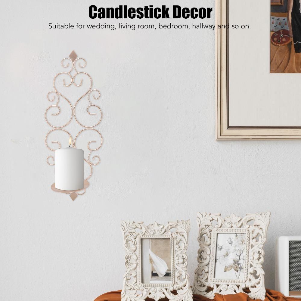 Golden Gold Tone Candlestick Iron Wall Candle Decor Portable Candlestick Indoor Space