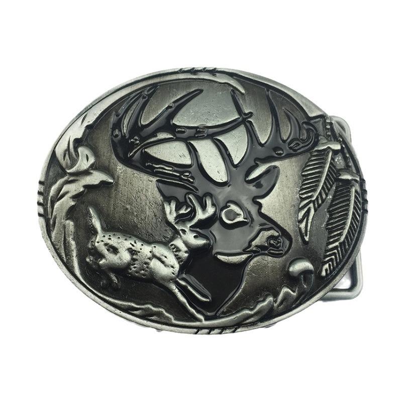 Ethnische Pflaumenblüten-Hirschjagd-Lederschnalle - Modisches Zinklegierungsdesign