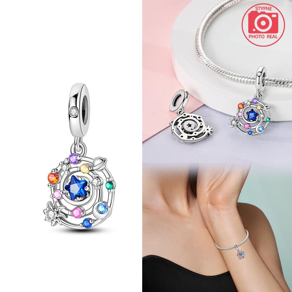 Cosmic Star Moon Pendant Silver Charm for Jewelry Making DIY Bracelet Necklace Craft