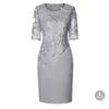 Women's Floral Lace Patchwork 3/4 Sleeve Plus Size Pencil Dress Two Piece Midi Formal Party Gown