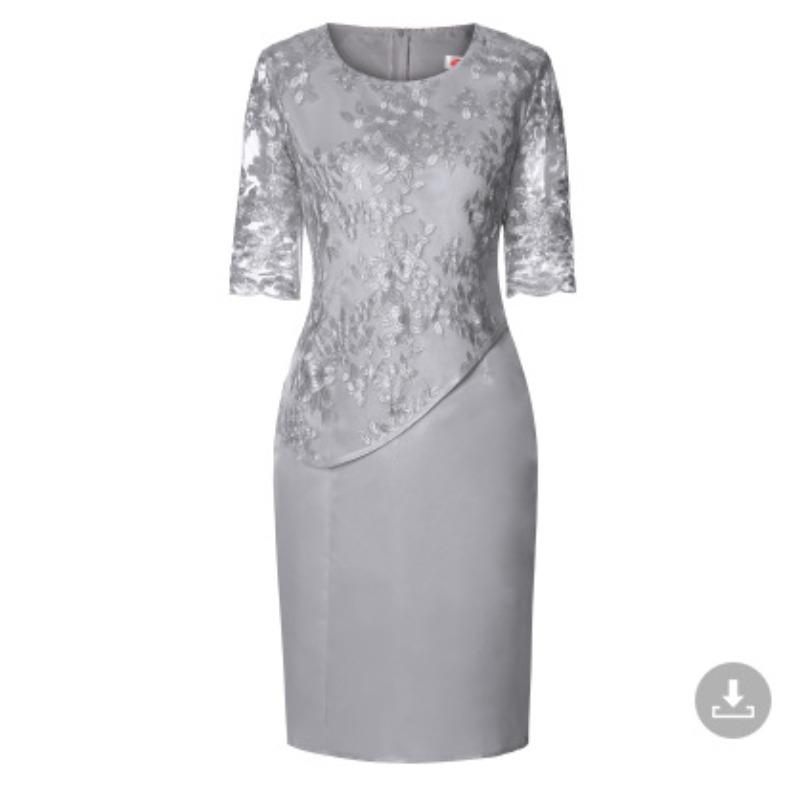 Women's Floral Lace Patchwork 3/4 Sleeve Plus Size Pencil Dress Two Piece Midi Formal Party Gown