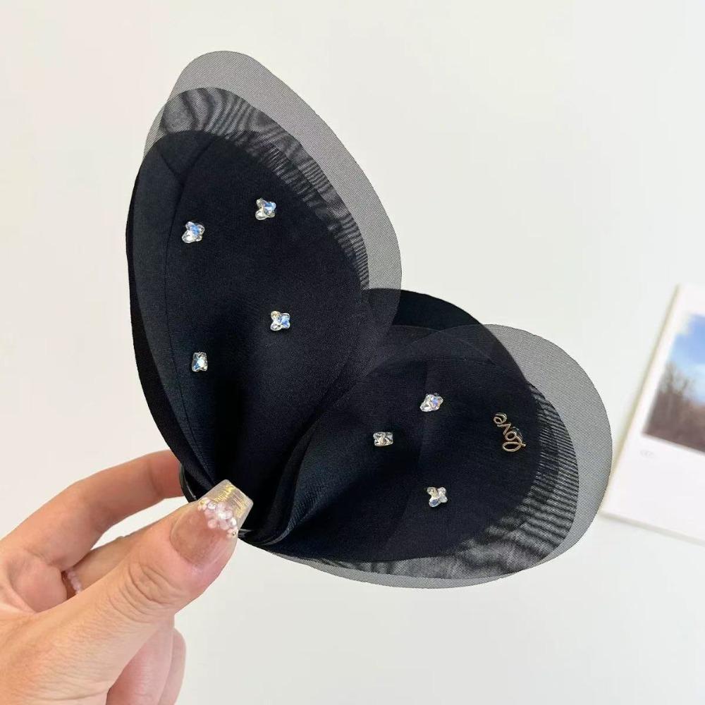 Sweet Butterfly Petals Hair Claw Korean Style Women Hairgrips Rhinestone Mesh Shark Clip  Daily