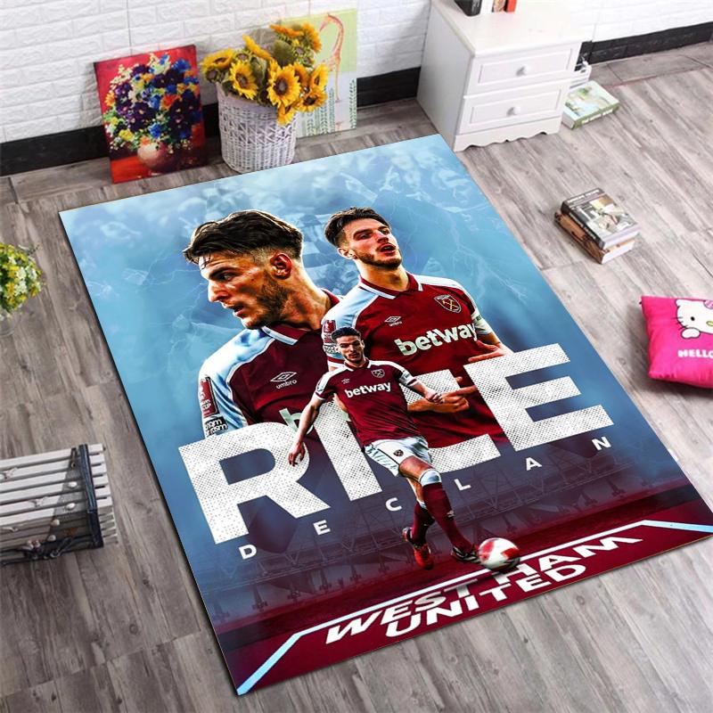 Tappeto Antiscivolo Logo Stadio West Ham United Zerbino da Pavimento Calcio Tappeto Morbido per Soggiorno Camera da Letto Decorazione per Tifosi Regalo per Sostenitori