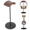 Aluminum Alloy Headphone Stand Walnut Earphone Holder Desktop Hanger Metallic Black