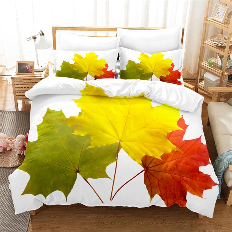 Colorful Leaves Bedding Sets Plants Duvet Cover Boys Girls Duvet Cover Set King Quilt Cover Bedroom Bed Set Queen Bedding Set
