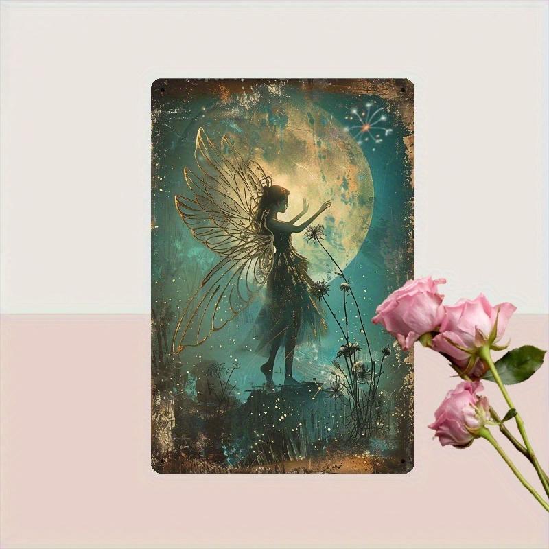 

Enchanting Dandelion Fairy Metal Wall Art Iron Plate with Magical Night Sky Design Perfect for Living Rooms Clubs and Po 20x30cm（7.8x11.8inch）