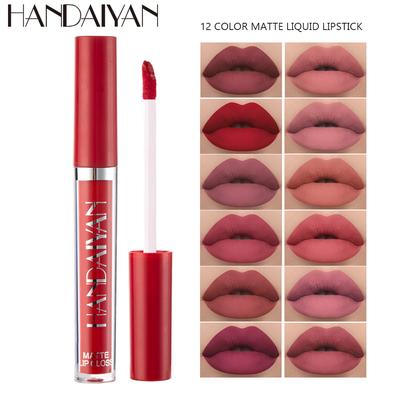 12 culori Fashion Matte Velvet Ruj lichid Seturi de luciu de buze Cremă hidratantă naturală Cosmetice pentru buze rezistente la apă