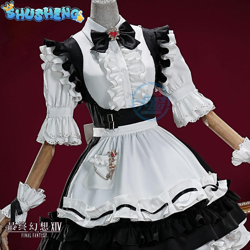 FINAL FANTASY FF1 Maid Dress Cosplay Costume Unisex Game Inspired Uniform for Convention Party