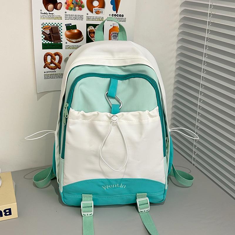 Macaron Cute Versatile Junior High School Schoolbag Female Contrasting Color Backpack High Value High School Backpack