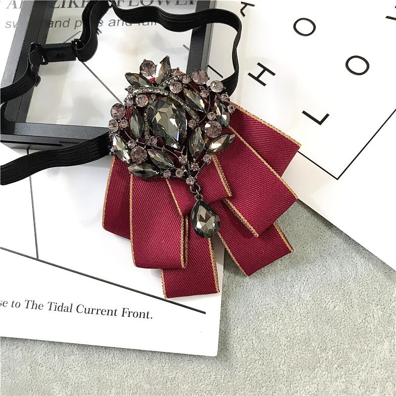 Korean Version of Bow Tie Female College Style Japanese Free-play Female Collar Flower Diamond Jewelry Shirt Accessories Male Bo