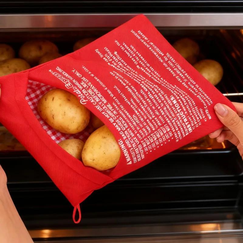 1-10pcs Microwave Potato Bag Reusable Roasted Potato Corn Pouch Microwave Baking Cotton Bag Portable Home Kitchen Cooker Gadgets