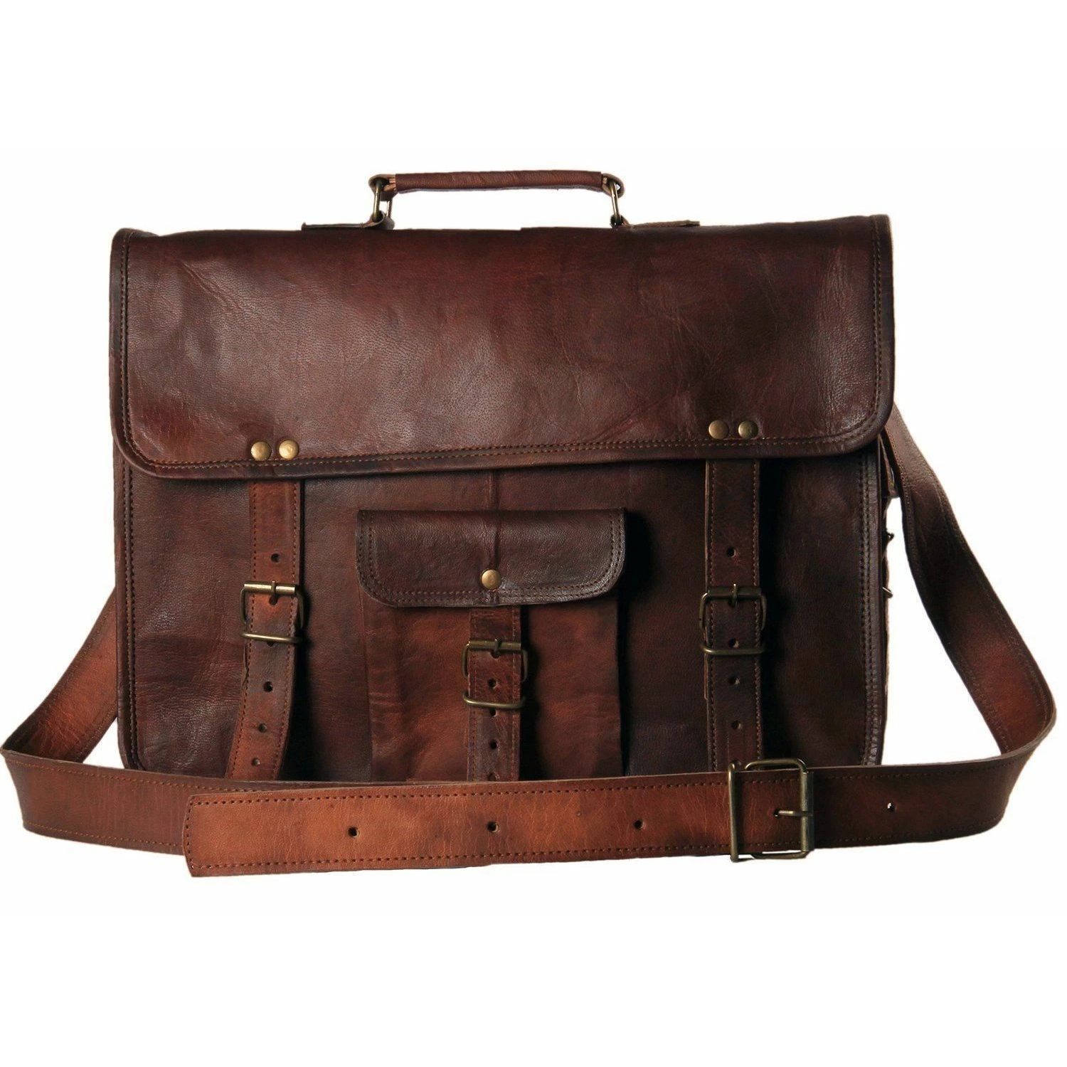 

Мужская сумка-мессенджер из натуральной винтажной кожи, мужская ручная сумка, портфель для ноутбука 16 x 12 x5 in