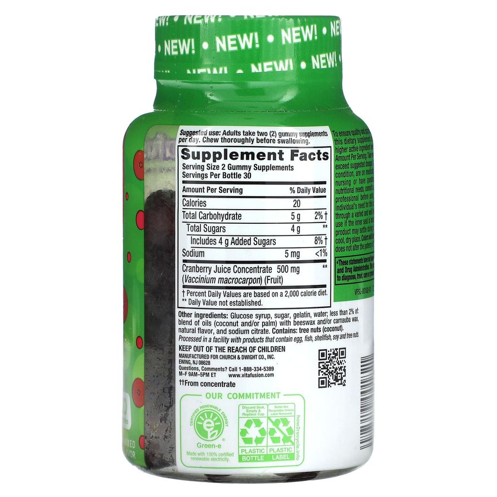 VitaFusion, Cranberry, Cran Mixed Berry, 500 mg, 60 Gummibärchen (250 mg pro Gummibärchen)