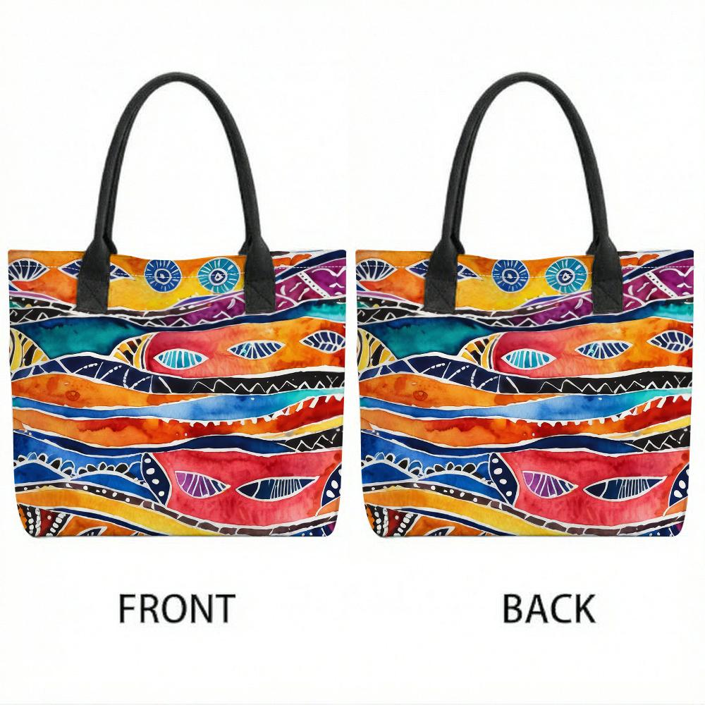 Bohemian Watercolor Pattern Large Capacity Casual Tote Bag for Daily Use