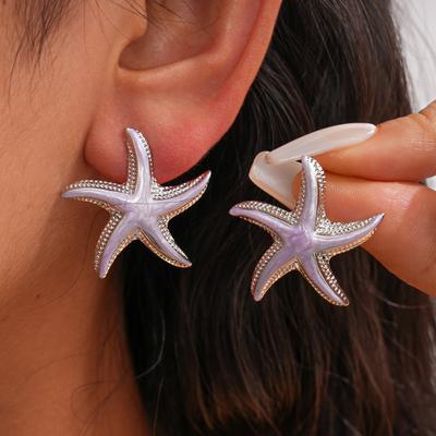 Geometric Starfish Ear Studs Star Korean Style Earrings Starfish Stud Earrings  Beach Vacation