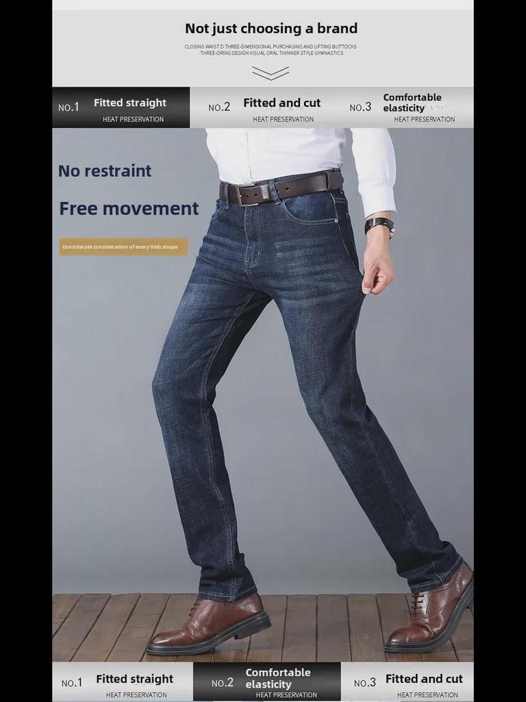 Pánské tlusté elastické džíny s rovnými nohavicemi Lee na podzim/zimu – ležérní úzký střih pro obchodní styl středního věku