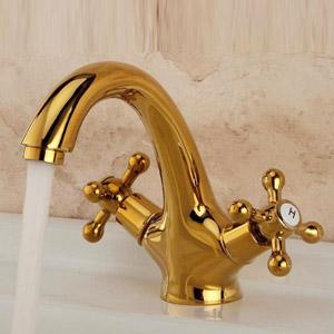 HOTAAN Solid Brass Chrome Plated Double Handle Control Antique Faucet Kitchen Bathroom Basin Mixer Tap Robinet Antique YT-5021-C