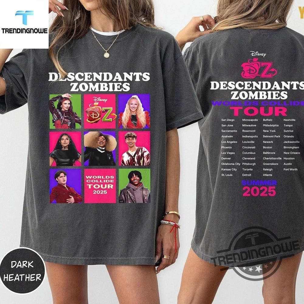 Comfort Colors Disney Descendants Zombies Worlds Collide Tour 2025 T-Shirt S