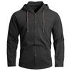 Men's Casual Hooded Long Sleeve Shirt Button Down Lightweight Breathable Loose Fit Oversized Cotton Shirt for Outdoor Sports