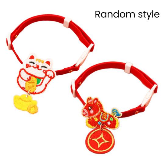 New Year Pet Collar Year of The Horse Embroidered Cat Collar Adjustable Chinese New