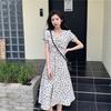 Summer Floral Temperament Skirt, Medium Length Short Sleeved French Fresh and Sweet Dress, Fairy Dress, Fashionable Women's Clothing