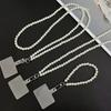 Mobile Phone Lanyard with Adjustable Chain Faux Pearl Beaded Crossbody Necklace Strap Anti-lost Wrist Strap for Phone Case Accessories