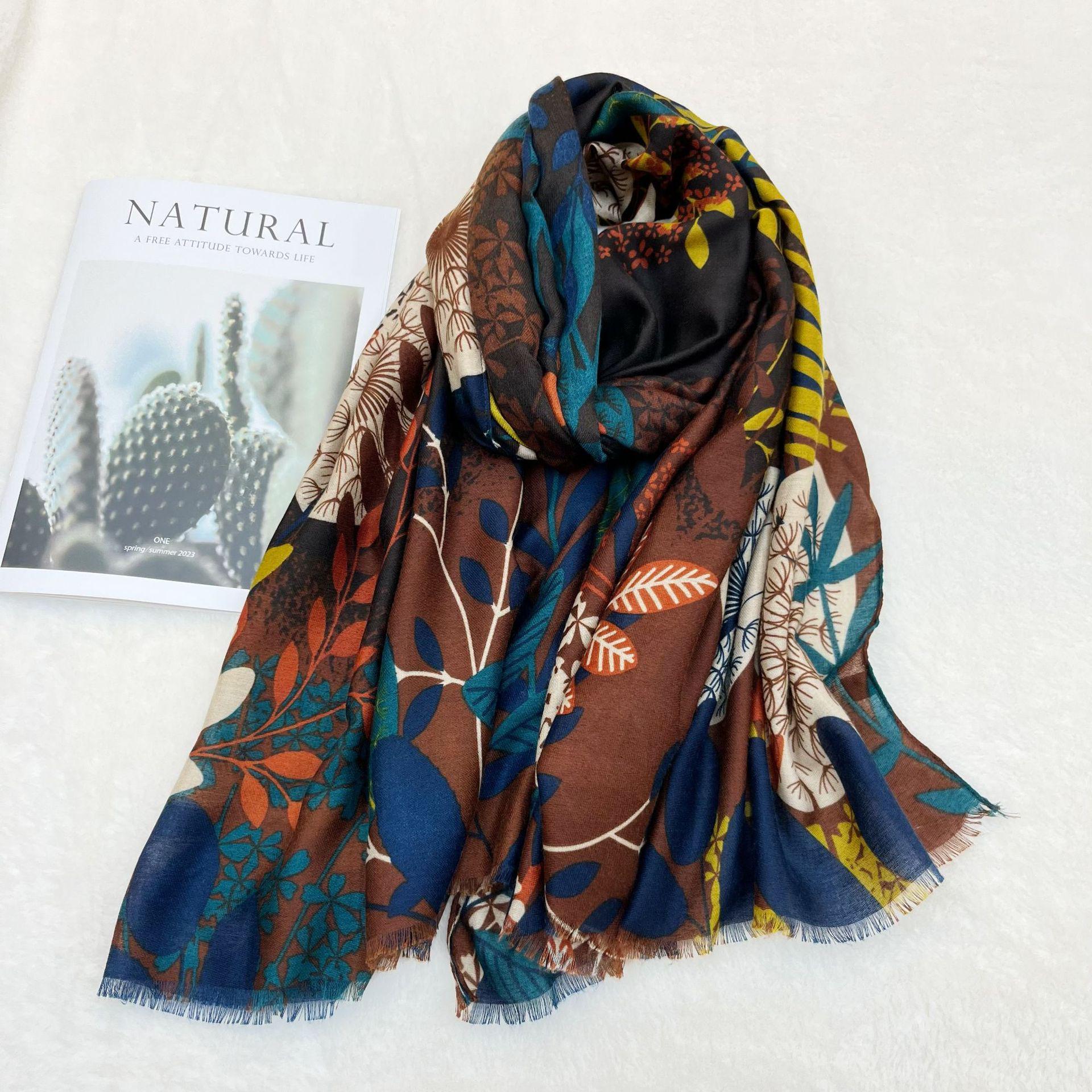 

Льняно-хлопковый шарф: Узор «Одуванчик», Универсальная женская шаль от солнца для путешествий весной и осенью 175cm or above кофейный